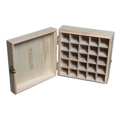 China Handmade Custom Logo Unfinished 25 Slot Essential Oil Packaging Essential Oil Bottle Wooden Box for sale