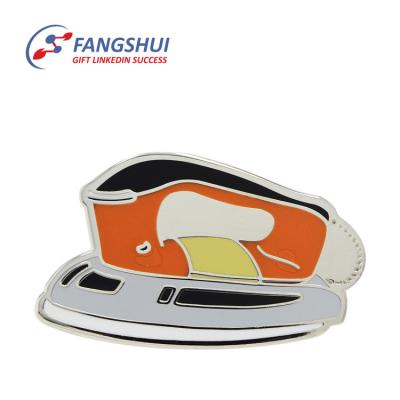 China Custom 2D Europe Travel Souvenir Cruise Ship Butterfly Clutch Soft Enamel Metal Shaped Zinc Alloy Pin Badge for sale