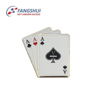 China Europe newest style of playing cards soft enamel poker lapel pin badge for sale for sale