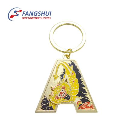 China Custom Retail/Promotion/Souvenir Gold Initial Letters Key Chain Shape Key Ring A Letter Key Chain for sale