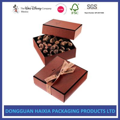 China Luxury Handmade Foldable Gift Box Compact Size With Ribbon And Greeting Card for sale