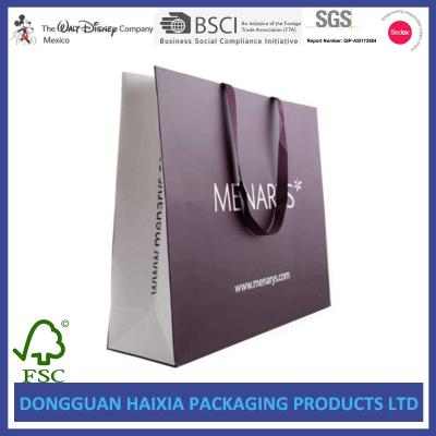 China Hot Stamping Logo Paper Bags With Handles , Paper Shopping Bags Recyclable for sale