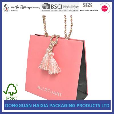 China Luxury Boutique Kraft Paper Shopping Bags Recyclable With Ribbon Handles for sale