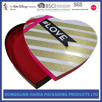 China Love Heart Shape Chocolate Candy Gift Boxes Pantone Printing With Ribbon for sale