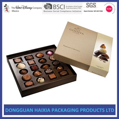 China Foldable Chocolate Custom Rigid Boxes Glossy Varnishing Design With Lid for sale