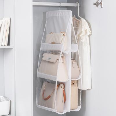 China Sustainable Wholesale New Arrival Double Side Closet Dust-proof 6 Pockets Non-woven Wallet Hanging Organizer Handbag Storage Bag for sale