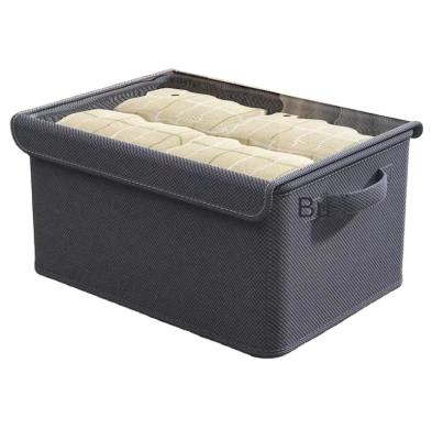 China Sustainable Convenient Foldable Fabric Clothing Cotton Linen Organizer Storage Boxes For Clothes for sale