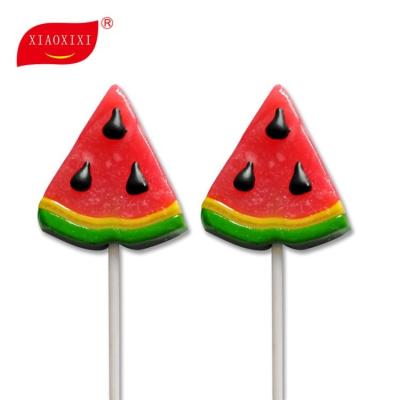 China Natural HALAL Sweet & Sour Watermelon Shape Lollipop with Factory Price for sale