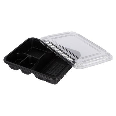 China 4 Compartment Recyclable Plastic Food Container With Lids OPS Material, Blister Plastic Box For Food Packaging for sale