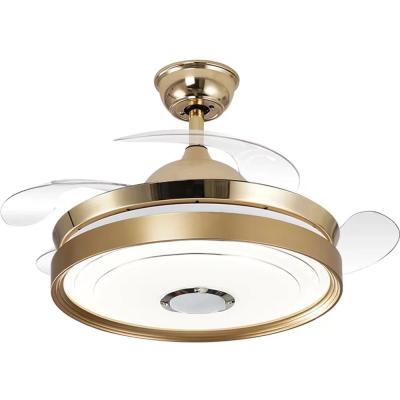 China New Summer Modern Style Multifunctional Led Invisible Music Ceiling Fan With Disco Speaker for sale