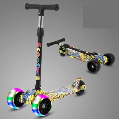 China Foldable Luminous Swing Kids Kick Scooter OEM Scooter 3 Wheel Kids Toys Led Lightweight Scooter for sale