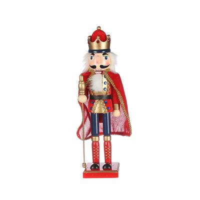 China Christmas Deoration Nutcracker 38cm Soldier Wooden Nutcracker Christmas Decoration Gift for Kids Wooden Nutcracker for sale