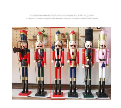 China Christmas Ornament Crafts Manufacturers Stock Solid Wood European Nutcracker 1.5m Painted Outdoor Tall Christmas Ornaments Large Nutcracker Nutcracker for sale