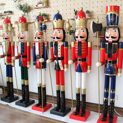 China Christmas Ornament Opens 180cm 1.8m Tall Wooden Nutcracker Puppet Nutcracker Soldier King Factory Direct Sales Outdoor Christmas for sale