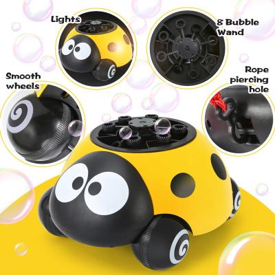 China Summer Ourdoor Toy Ready to Board Bubble Toy Water Ladybug with Wheel Draggable Machine Automatic Ladybug Bubble Foam Machine for sale