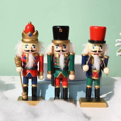 China Christmas Ornament Opens Stain Christmas Decoration Border Nutcracker Opens 3 Wooden Nutcracker Soldier Ornament Nutcracker 15CM Set for sale