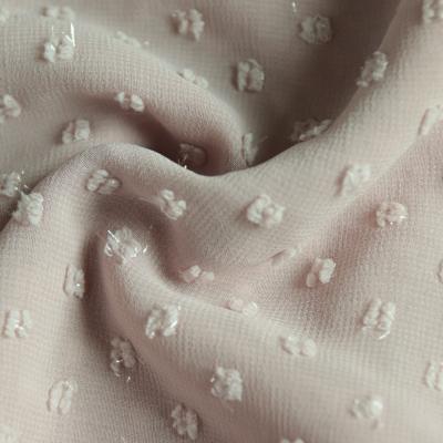 China 75D Memory Chiffon Dot Flower Cutting Woven Jacquard Fabric For Women Dress for sale