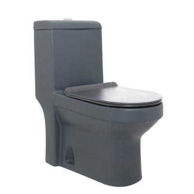 China Double-Flow China Sanitary Ware Black Ceramic One Piece Color Floor Mounted Gray Toilet Bowl for sale