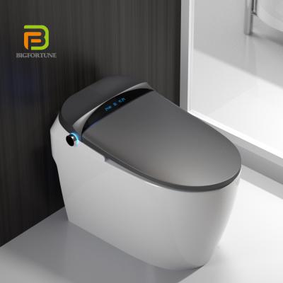 China Automatic Operation Matte Black One Piece Intelligent Modern Flip Smart Automatic Toilet for sale