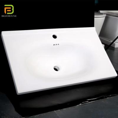 China China Supplier Wholesale White Color Easy Clean Under Mounted Bathroom Rectangle Ceramic Sink Under Cabinet Counter Basin for sale