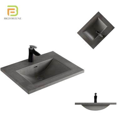 China Hot Selling European Sink Easy Clean Above Counter Top Gray Color Cement Sink Counter Basin Concrete Sink for sale