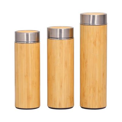 China Sustainable Custom Steel Bamboo Lid Bottle, Kids Bamboo Water Bottle, Fruit Infuser Bamboo Water Bottle for sale