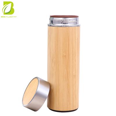 China Sustainable Eco-friendly Bamboo Tea Infuser, Stainless Steel Bottle Water Bottle With Bamboo Lid, Bamboo Water Bottle for sale