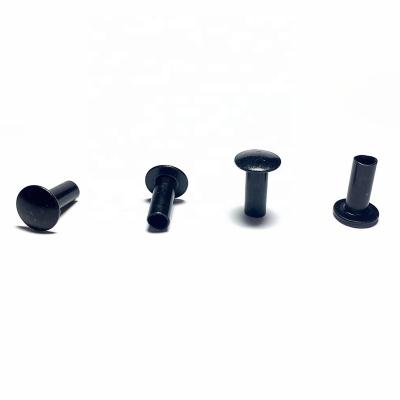 China New Arrival Black Color Flat Head Cavity Semi Tubular Metal Rivet For Dressing Case for sale