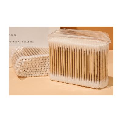 China Eco-friendly 800 in a pack Earbuds Bamboo Cotton Bud Swab Quantity Head Box Logo Paper Double Pure Stick Material Pieces Label Natural Origin for sale