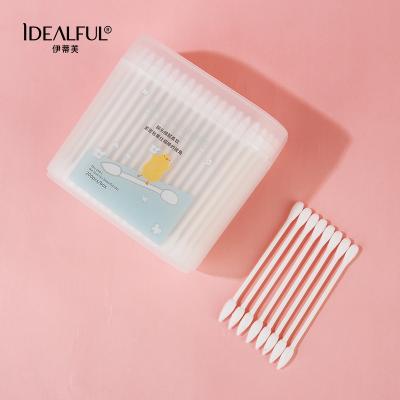 China Eco-friendly wholesale 200pcs/box round head swabs Cheap Cotton Buds  Portable Ear Cleaning Sterile Wooden Stick Cotton Swabs for sale