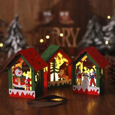 China / Christmas Decorations New Creative DIY Assembled Cabin House Christmas Tree Light Pendant for sale