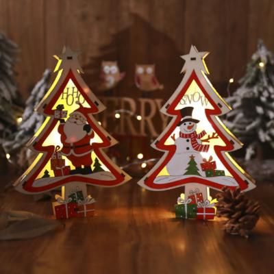 China / New Christmas Decorations Colored Lights Christmas Tree Decorations Wooden Window Decorations for sale