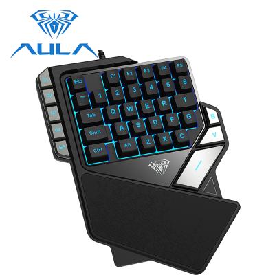 China Playing Game AULA K2 Wired 7 Colors RGB Backlight Mini One-Hand Gamer Gaming Keyboard For Laptop Desktop Phone for sale