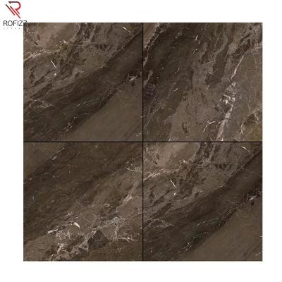 China CLASSIC Anti Slip Fully Vitrified Living Room Floor Tiles Dark Brown Gold Vein 80x80 Porcelain Glazed Floor Tile for sale