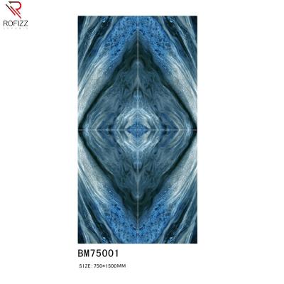 China Waterproof+ECO-Friendly+Self-adhesive China Slab Glossy Large Surface Porcelain Blue Marble Floor Tile for sale