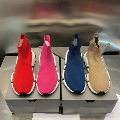 China Fashion Trend High Quality Women Boots Flat Platform Solid Ankle Couple Shoes Round Toe Stretch Fabric Ladies Luxury Design Menn Shoes for sale