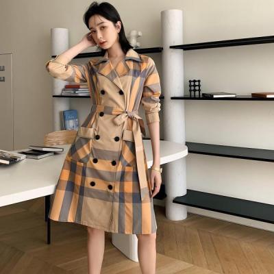 China 2022 BBR Check Cotton Plaid Shirt Tie-Waist Dress Viable Tracksuit for sale