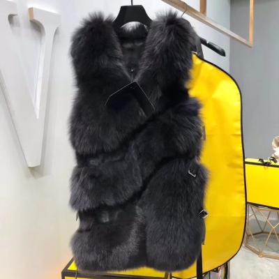 China Real Fox Fur Vest Jacket Fashion Natural Silm Natural Fur CoatWomen Winter Outwear The Real Fox Fur Vest Coat for sale