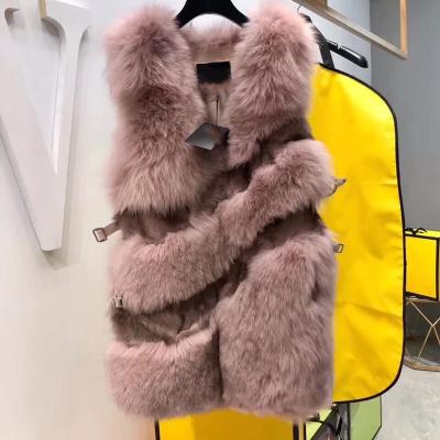 China Real Fox Fur Vest Jacket Fashion Natural Silm Natural Fur CoatWomen Winter Outwear The Real Fox Fur Vest Coat for sale