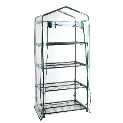 China Easily Assembled Portable 4-Tier Stand Beams Mini Gardening Plant Green House for Outdoor and Indoor with Rolled Zipper Door for sale