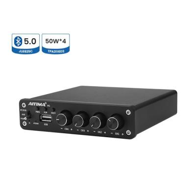 China AIYIMA BT 5.0 Mini Amplifier TPA3116D2 Sound High Fidelity Amplifiers 4 Channel 50Wx4 For Home Speaker Audio Power Amp M1 for sale