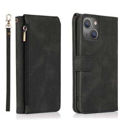 China Luxury Designer Anti-fall Leather Phone Case Zipper Wallet Case For iPhone 13 High Quality Wallet Case for sale