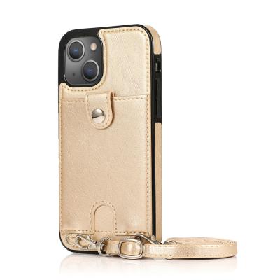 China Anti-drop Leather Phone Case With Straps For iPhone 13 Pro Max Phone Case Leather Wallet Case for sale