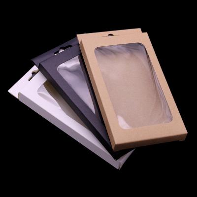 China OEM Recycled Brown Packaging Materials Manufacturer Custom Paper Box White Black Packaging Box With Plastic Blister For Phone Case Box Customize Design for sale