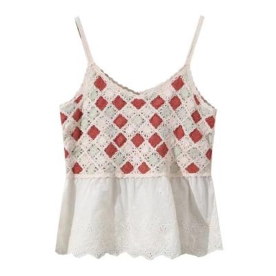 China 2022 Summer New Arrival Breathable Cavity Lace Up Womens Knitted Tank Top Camisole for sale