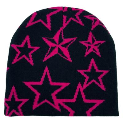 China Custom Embroidery COMMON Logo Printed Embossed Beanies Jacquard Knitted Beanie Hat For Ladies Man for sale