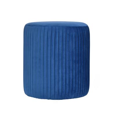 China Ottoman CARLFORD Velvet Round Ottoman Pleated Fabric Stool For Home Use for sale