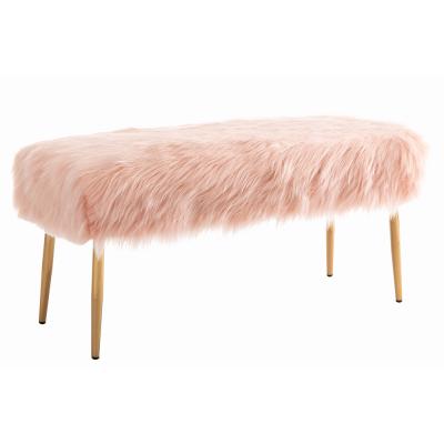 China Legs KD CARLFORD Faux Fur Bench With Gold Legs For Bedroom, Long Bench Chairs Living Room Bench Chair for sale