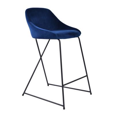 China New CARLFORD Style Bar Stool Velvet Bar Chair Fabric Metal Bar Chair Stool for sale