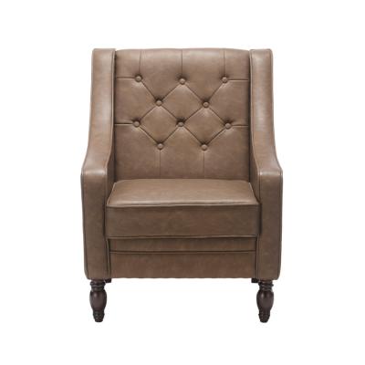 China Simple Leather Accent Chair Carlford OEM PU Brown Accent Chair For Living Room Chair for sale